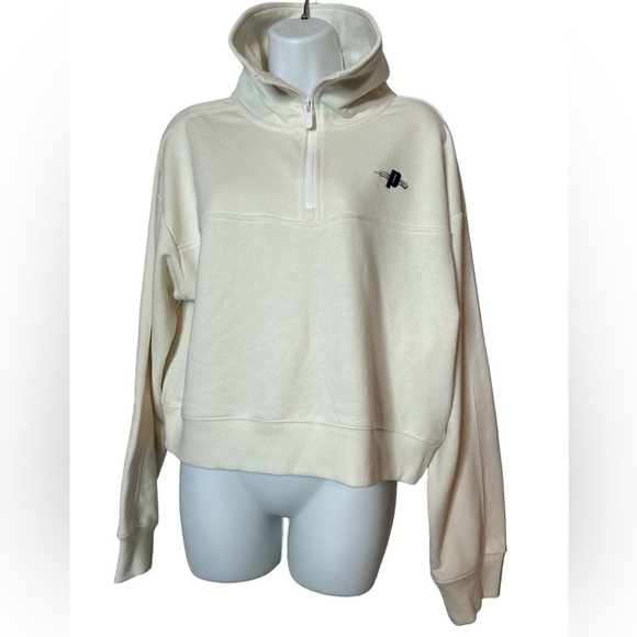 NWT Prince Cropped Pullover Athletic Top Cream 3/4 Zip Women’s Size XL Prep - Picture 1 of 8